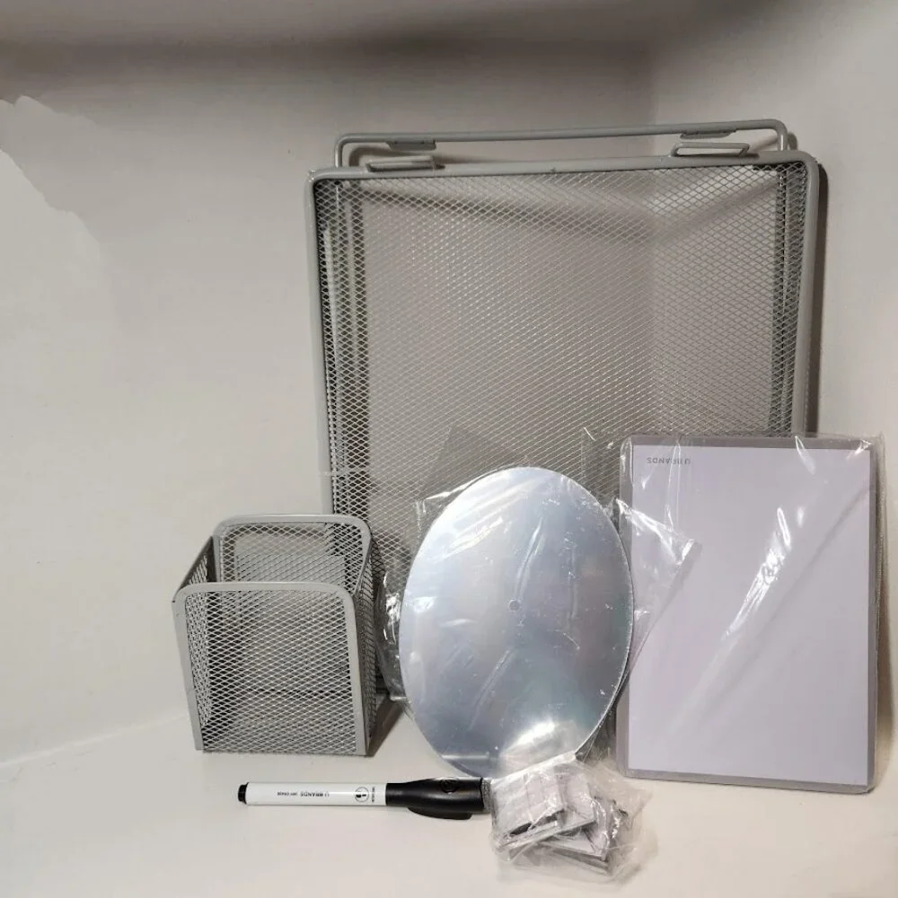 NEW School Locker Organizer Shelf Whiteboard Storage Cup Dry Erase Mirror Magnet
